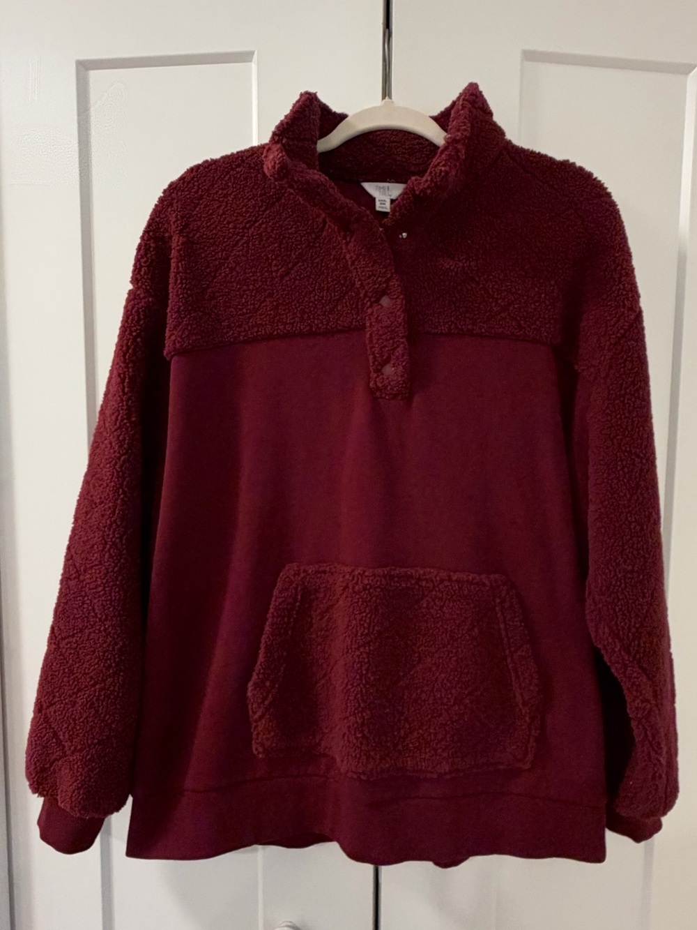 Time and Tru Women's Quilted Fleece in Merlot Wine